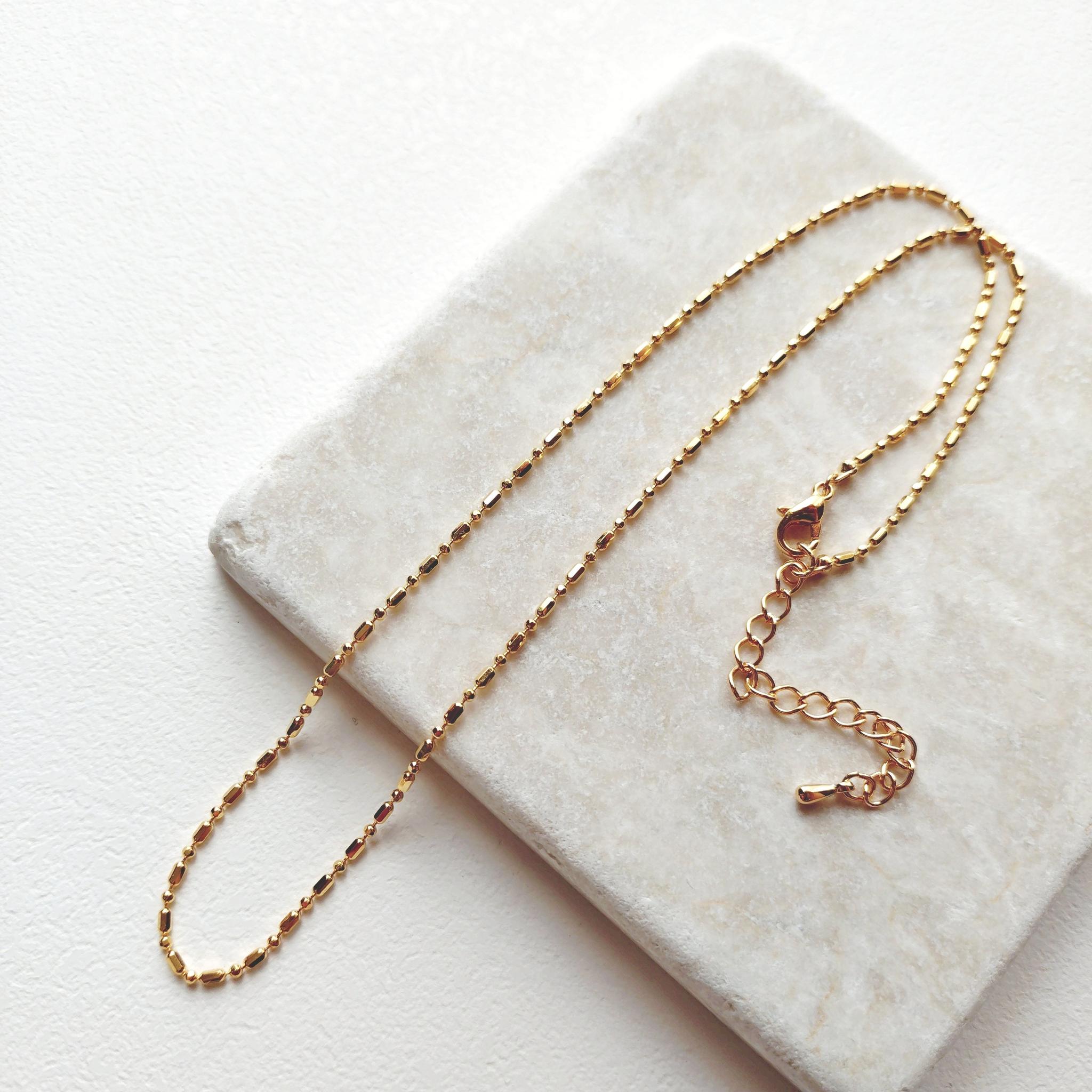 Cylinder Ball Chain Necklace/Gold Color | 2枚目
